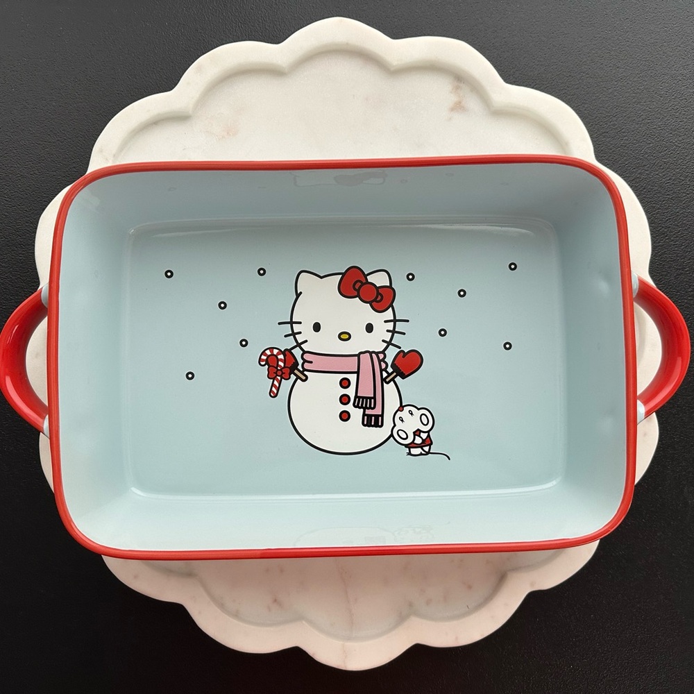Hello Kitty Ceramic Retangular Snowman Bakeware